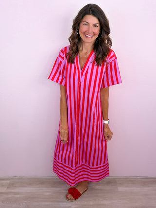 Bold Moves Midi Dress (Red)