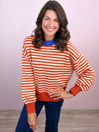 Social Stripe Sweater (Pumpkin)