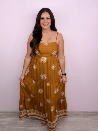 Border Print Maxi Dress