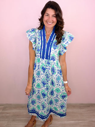 Santorini Stroll Midi Dress