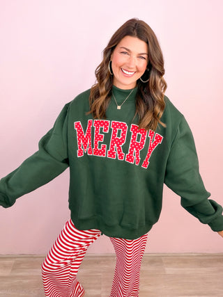 PREMIUM MERRY Polka Dot Applique Patch Mock-Neck Sweatshirt Pullover