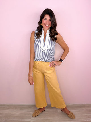 Preppy Stripe Scallop Top
