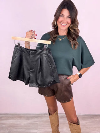 Styled Out Faux Leather Shorts