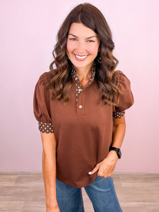 Let's Polka Top - Brown