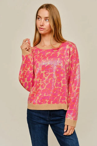 Wild About You Sequin Leopard Sweater