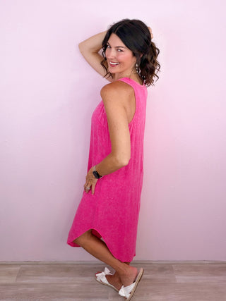 Simple Style Midi Dress (Pink)