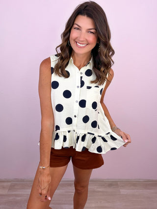 Sweet Spot Polka Dot Top (Navy)