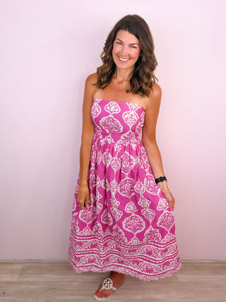 Villa Bella Midi Dress (Magenta)