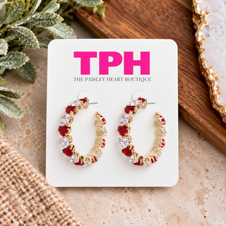 Heart in Heart Crystal Hoop Earrings