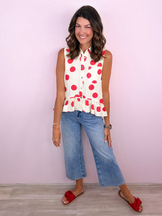 Sweet Spot Polka Dot Top (Red)