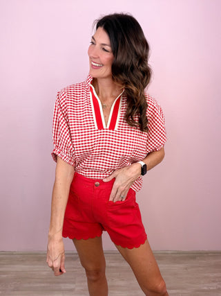 Scalloped Sweetheart Shorts (Red)