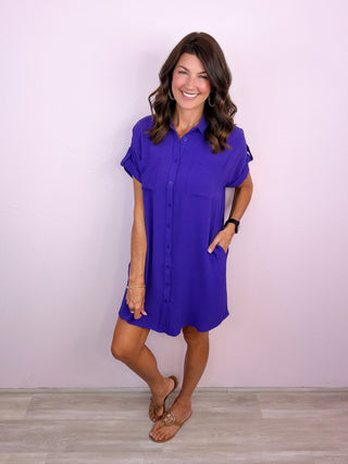 All Agendas Shirt Dress (Purple)
