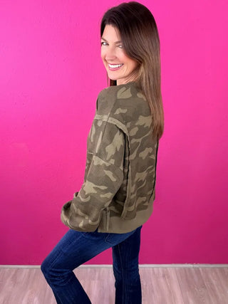 Now You See Her Thermal Camo Top