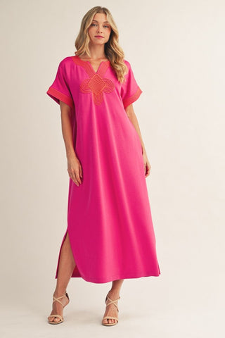 Effortlessly Timeless Midi Dress (Pink)