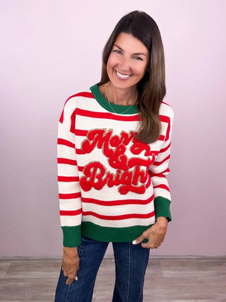 Merry & Bright Striped Pullover