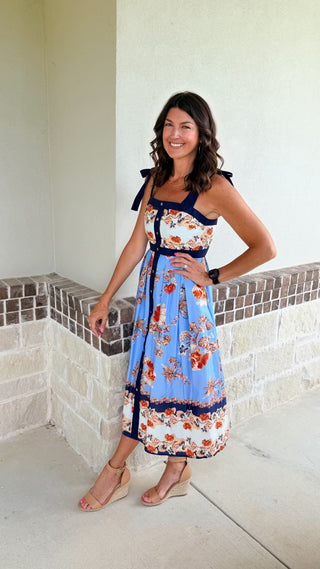 Sweet Magnolia Midi Dress (Navy)