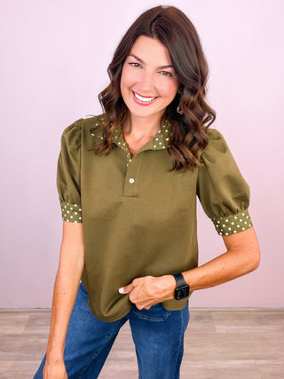 Let's Polka Top - Olive