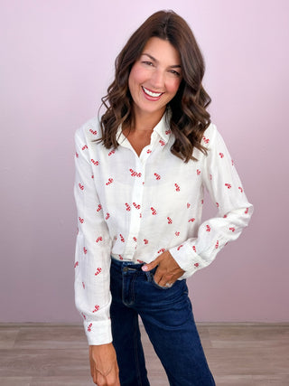 Candy Cane Club Top (Ivory)
