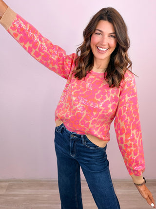 Wild About You Sequin Leopard Sweater