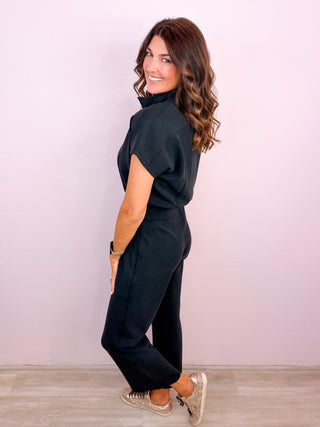 Sophie Chic Short Sleeve Jumpsuit - Black