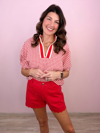 Scalloped Sweetheart Shorts (Red)