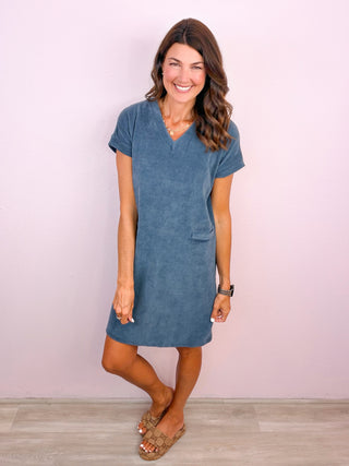 Easy Edit Corduroy Dress - Denim Blue