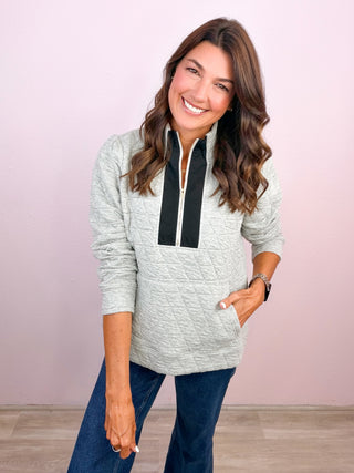 Quilted Zip Up Pullover