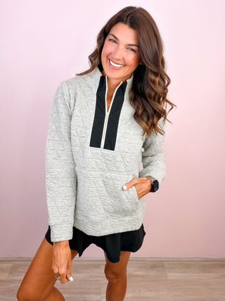 Quilted Zip Up Pullover