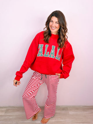Premium FA LA LA Applique Patch Mock-neck Sweatshirt