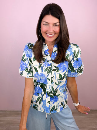 Golden Hour Floral Top (Royal)