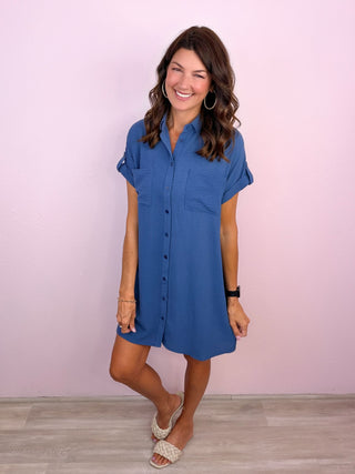 All Agendas Shirt Dress (Denim)