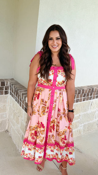Sweet Magnolia Midi Dress (Pink)