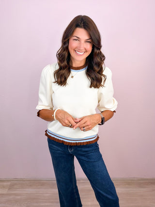 The Ivy League Ruffle Top - Ivory