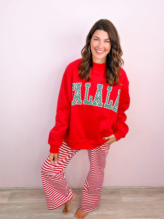 Premium FA LA LA Applique Patch Mock-neck Sweatshirt