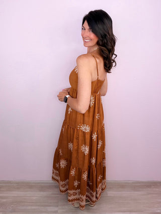 Border Print Maxi Dress