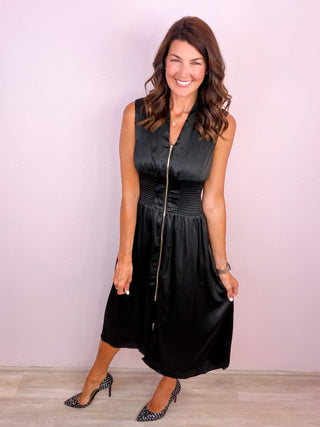 Style Moments Smocked Midi Dress - Black