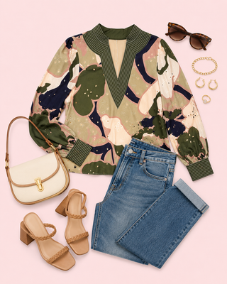 Abstract Affair Top (Olive)
