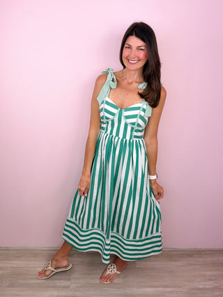 Radiant Rays Midi Dress (Green)