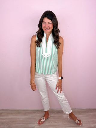 Preppy Stripe Scallop Top