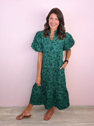 Gracefully Yours Midi Dress (Hunter)