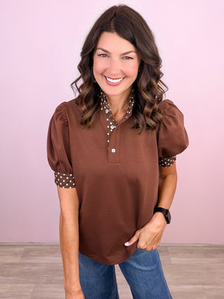 Let's Polka Top (Brown)