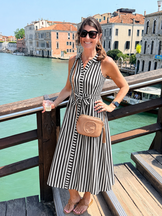 Timeless in Stripes Midi Dress (Black)