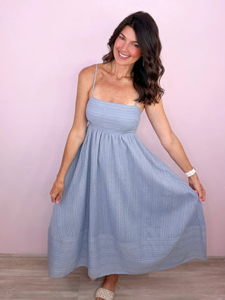 Sweet Simplicity Midi Dress (Denim)