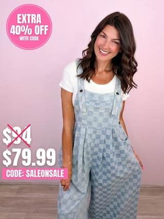 Checking All Boxes Denim Overalls Jumpsuit