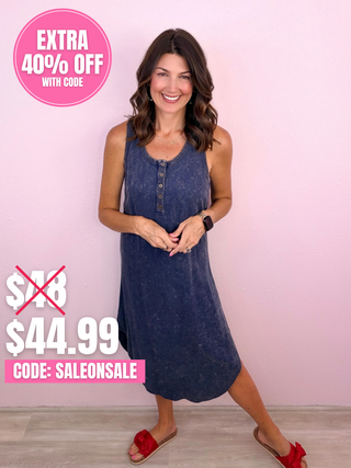 Simple Style Midi Dress (Navy)