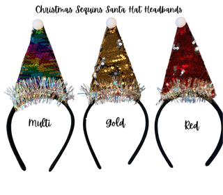 Christmas Sequins Santa Hat Headband