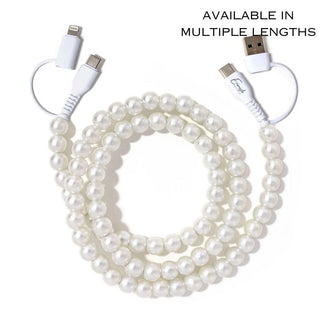 Erimish® Beaded Phone Charger - Pearl 6'6"