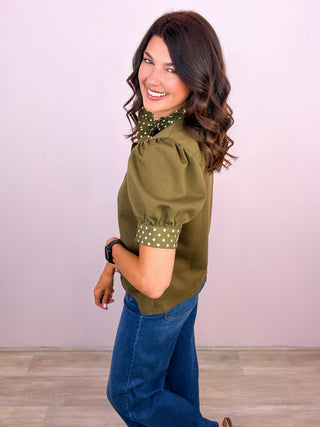 Let's Polka Top - Olive