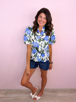 Golden Hour Floral Top (Royal)