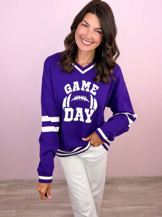Game Day Varsity Sweater (Purple)